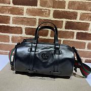 Gucci Small Duffle Bag With Tonal Double G Black Leather Size 28.5x16x16 cm - 1