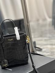 Saint Laurent Paris Mini Toy Shopping In Crocodile-Embossed Leather Black Size 18 X 17 X 8 CM - 2
