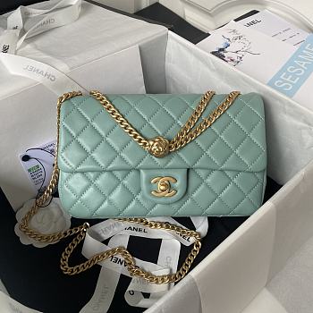 Chanel Casual Style Street Style Chain Blue Leather Size 14.5x23.5x7 cm