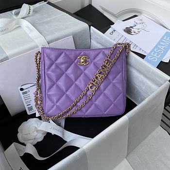 Chanel Small Hobo Bag Purple AS3223 Size 16x19x8 cm