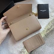 YSL Uptown Chain Wallet In Grain De Poudre Embossed Leather Taupe Size 19x12x3 cm - 3