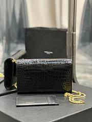 YSL Uptown Chain Wallet In Crocodile-Embossed Shiny Leather Black & Gold Size 19x12x3 CM - 5