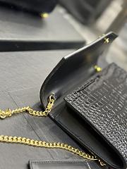 YSL Uptown Chain Wallet In Crocodile-Embossed Shiny Leather Black & Gold Size 19x12x3 CM - 4