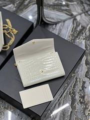 YSL Uptown Chain Wallet In Crocodile-Embossed Shiny Leather White Size 19x12x3 CM - 2