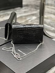 YSL Uptown Chain Wallet In Crocodile-Embossed Shiny Leather Black & Silver Size 19x12x3 CM - 2
