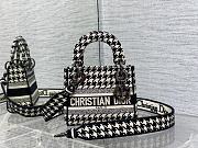 Dior Mini Lady D-Lite Bag Black and White Houndstooth Embroidery Size 17x15x7 cm - 1