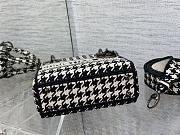 Dior Mini Lady D-Lite Bag Black and White Houndstooth Embroidery Size 17x15x7 cm - 5