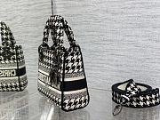 Dior Mini Lady D-Lite Bag Black and White Houndstooth Embroidery Size 17x15x7 cm - 4