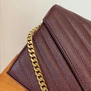 YSL Cassandre Matelassé Chain Wallet In Grain De Poudre Embossed Leather Rouge Legion Size 22,5x14x4 cm - 2