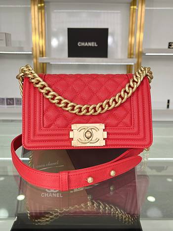 Chanel Small Boy Handbag In Red Size 12x20.5x8.5 cm