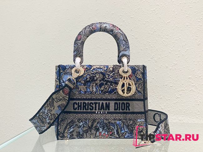 Dior Medium Lady Bag Denim Multicolor Dior Jardin Magique Embroidery Size 24x20x11 cm - 1