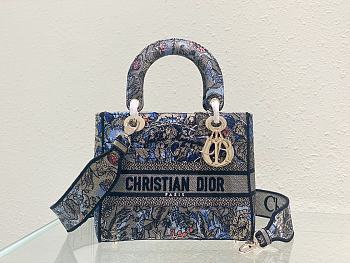 Dior Medium Lady Bag Denim Multicolor Dior Jardin Magique Embroidery Size 24x20x11 cm