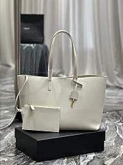 YSL Shopping Saint Laurent E/W In Supple Leather White Size 37x28x13 cm - 1