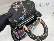 Dior Medium Lady D-Lite Bag Black Multicolor Dior Birds Embroidery Size 24x20x11 cm - 3