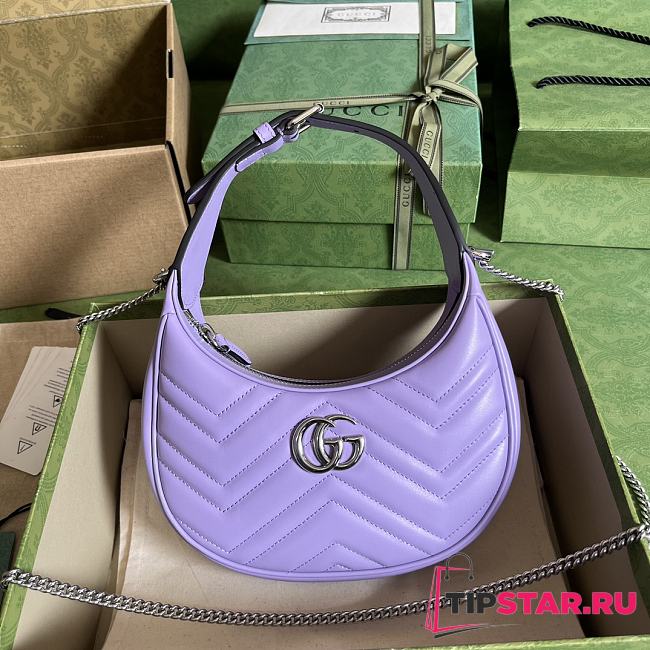 Gucci GG Marmont Half-Moon-Shaped Mini Bag Purple 21.5x11x5 cm - 1