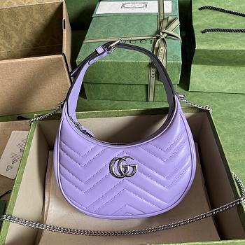 Gucci GG Marmont Half-Moon-Shaped Mini Bag Purple 21.5x11x5 cm