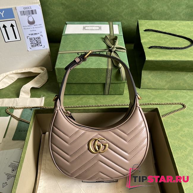 Gucci GG Marmont Half-Moon-Shaped Mini Bag Dusty Pink 21.5x11x5 cm - 1