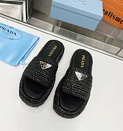 Prada Crochet Flatform Slides Black - 1