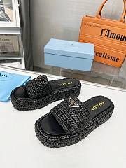 Prada Crochet Flatform Slides Black - 5