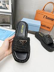 Prada Crochet Flatform Slides Black - 3