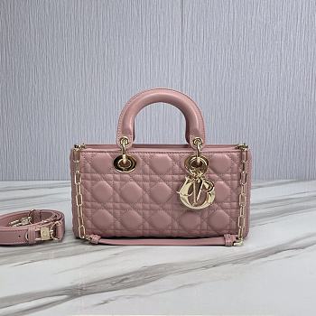 Dior Medium Lady D-Joy Bag Peony Pink Cannage Lambskin Size 26 x 13.5 x 5 cm