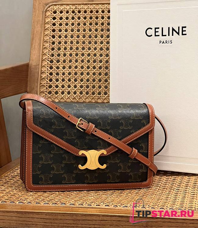 Celine Enveloppe Triomphe Bag In Triomphe Canvas And Calfskin Size 22 X ...