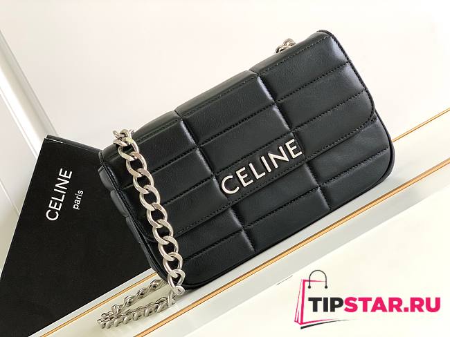 Celine Chain Shoulder Bag Matelasse Monochrome Celine In Quilted Goatskin Black Size 24 X 15 X 5 CM - 1