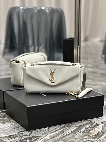 YSL Calypso In Plunged Lambskin White Size 26×14×7cm
