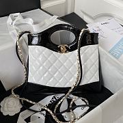 Chanel 31 Mini Shopping Bag AS4133 White & Black Patent Calfskin Size 22 × 23 × 5.5 cm - 1