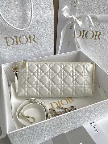 Dior Club Bag White Cannage Lambskin Size 27x12x5 cm