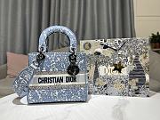 Dior Medium Lady D-Lite Bag Blue Dior Brocart Denim-Effect Embroidery Size 24 x 20 x 11 cm - 1