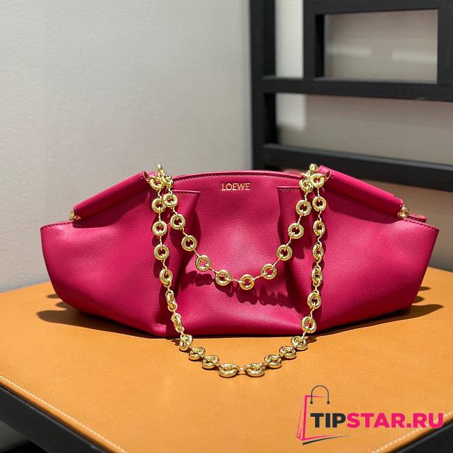 Loewe Small Bag In Shiny Nappa Calfskin With Chain Magenta Size 35*21*11.5cm - 1