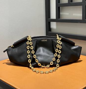 Loewe Small Bag In Shiny Nappa Calfskin With Chain Black Size 35*21*11.5cm