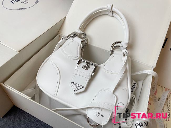 Prada Moon Padded Nappa-Leather Bag 1BA381 White Size 16x7.5x22.5cm - 1