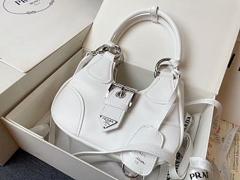 Prada Moon Padded Nappa-Leather Bag 1BA381 White Size 16x7.5x22.5cm