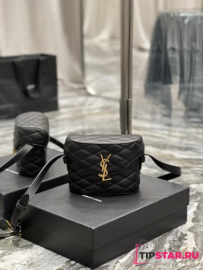 YSL June Box Bag In Quilted Lambskin Black 710080 Size 19 X 15 X 8 CM - 1