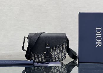 Dior Essentials Mini Saddle Bag With Strap Beige and Black Dior Oblique Size 23 x 18 x 6 cm