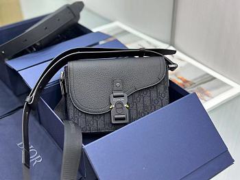 Dior Essentials Mini Saddle Bag With StrapBlack Dior Oblique Size 23 x 18 x 6 cm