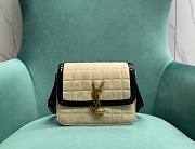 YSL Solferino Small Satchel In Quilted Nubuck Suede Off White And Black Size 18,5 X 14 X 6 CM - 1
