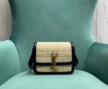 YSL Solferino Small In Quilted Nubuck Suede Off White And Black Size 18,5 X 14 X 6 CM