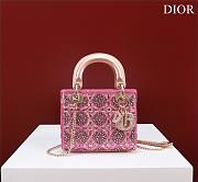 Mini Lady Dior Bag Metallic Calfskin and Satin with Rose Des Vents Resin Pearl Embroidery Size 17 x 15 x 7 cm - 1