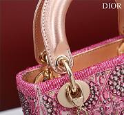 Mini Lady Dior Bag Metallic Calfskin and Satin with Rose Des Vents Resin Pearl Embroidery Size 17 x 15 x 7 cm - 4