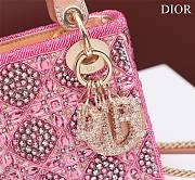 Mini Lady Dior Bag Metallic Calfskin and Satin with Rose Des Vents Resin Pearl Embroidery Size 17 x 15 x 7 cm - 2