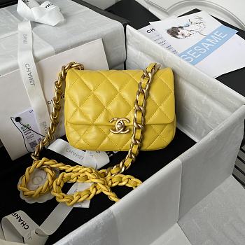 Chanel Mini Flap Bag Shoulder Bag Lambskin AS3205 Yellow Size 13-18-6cm