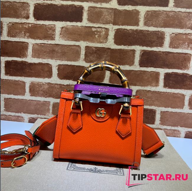 Gucci Diana Mini Tote Bag Orange ‎702732 Size 20*16*10cm - 1