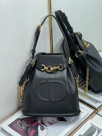 Dior Medium C'est Bag Black CD-Embossed Calfskin Size 24x10x24.5 cm
