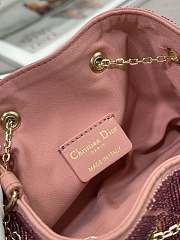 Dior Dream Bucket Bag Ethereal Pink Cannage Cotton with Bead Embroidery Size 26 x 14 x 11 cm - 5