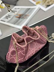 Dior Dream Bucket Bag Ethereal Pink Cannage Cotton with Bead Embroidery Size 26 x 14 x 11 cm - 2