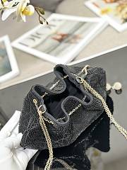 Dior Dream Bucket Bag Ethereal Black Cannage Cotton with Bead Embroidery Size 26 x 14 x 11 cm - 5