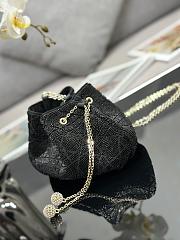 Dior Dream Bucket Bag Ethereal Black Cannage Cotton with Bead Embroidery Size 26 x 14 x 11 cm - 2